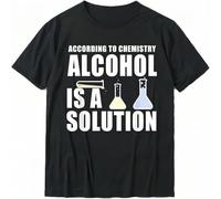 Funny Chemistry Nerd Science Alcohol Solution T Shirt Cotton Tees for Men Casual Tops Print Rife Black M
