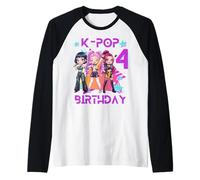 Funny Chibi KPOP Girl It's My 4th Birthday Camiseta Manga Raglan