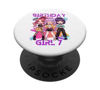 Funny Chibi KPOP Girl It's My 7th Birthday PopSockets PopGrip Adhesivo