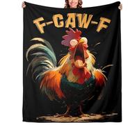 Funny Chicken Blanket - F-Caw-F Novelty Throw Decor, Soft Winter Chicken Throw Blanket, Gag Wrap | Warm Funny Blankets for Couch, Bedroom, Living Room, Office, Farmhouse