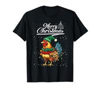 Funny Chicken Christmas Lights Farm Animal Cute Xmas Holiday Camiseta