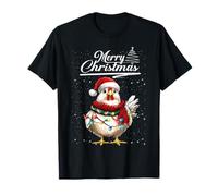 Funny Chicken Christmas Lights Farm Animal Cute Xmas Holiday Camiseta