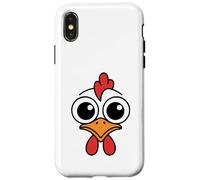 Funny Chicken Face Big Eyes Cartoon Rooster Kawaii Carcasa para iPhone X/XS