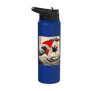Funny Chicken UFO Secuestro Gran Ola Kanagawa Anime Stainless Steel Insulated Water Bottle