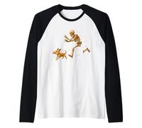 Funny Chihuahua Halloween Steal Bone Skeleton Chase Spooky Camiseta Manga Raglan