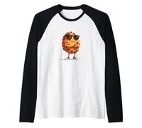 Funny Chocolate Chip Cookie Man con Gafas de Sol Camiseta Manga Raglan