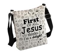 Funny Christian Gift Thinks I'm A Delight - Bolsa cruzada para regalo religioso, regalo religioso para profesores cristianos, Primera bolsa
