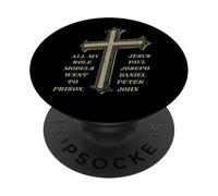 Funny Christian Jesus Role Models Fue a la cárcel Biblia Fe PopSockets PopGrip Adhesivo