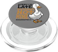 Funny Christian Jesus Sorry Im Late His Timing Praying Goose PopSockets PopGrip para MagSafe