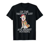 Funny Christmas Akita Naughty List Camiseta