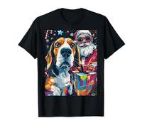 Funny Christmas Beagle Selfie with Santa Xmas Camiseta