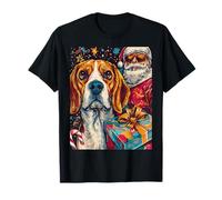 Funny Christmas Beagle Selfie with Santa Xmas Camiseta