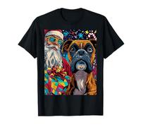Funny Christmas Boxer Selfie with Santa Xmas Camiseta