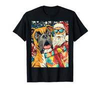 Funny Christmas Boxer Selfie with Santa Xmas Camiseta