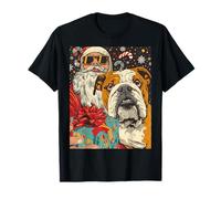 Funny Christmas Bulldog Selfie with Santa Xmas Camiseta