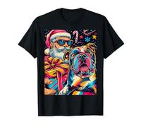 Funny Christmas Bulldog Selfie with Santa Xmas Camiseta