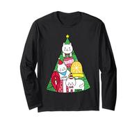 Funny Christmas Cats Tree, Xmas New Year Holiday Present Manga Larga