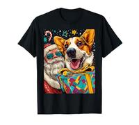 Funny Christmas Corgi Selfie with Santa Xmas Camiseta