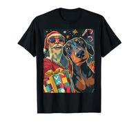 Funny Christmas Dachshund Selfie with Santa Xmas Camiseta