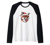 Funny Christmas Fox | Fiestas de Navidad Camiseta Manga Raglan