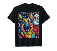 Funny Christmas German Shepherd Selfie with Santa Xmas Camiseta