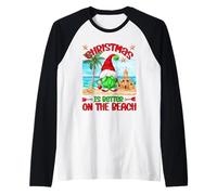 Funny Christmas GNOME For Xmas Vacation On The Beach Camiseta Manga Raglan