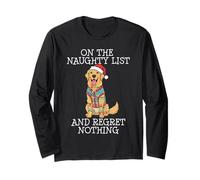 Funny Christmas Golden Retriever Naughty List Manga Larga