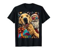 Funny Christmas Golden Retriever Selfie with Santa Xmas Camiseta