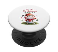 Funny Christmas Golfer Cute Snowman Par-tee Golf PopSockets PopGrip Adhesivo