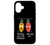 Funny Christmas Lights Joke Light Bulb Working Off On Pun Carcasa para iPhone 16