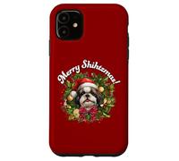 Funny Christmas Merry Shihtzmas Santa Wreath Shih Tzu Lover Carcasa para iPhone 11