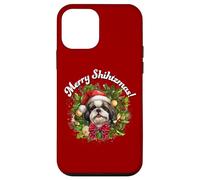 Funny Christmas Merry Shihtzmas Santa Wreath Shih Tzu Lover Carcasa para iPhone 12 Mini
