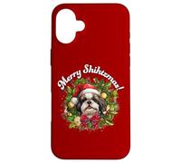 Funny Christmas Merry Shihtzmas Santa Wreath Shih Tzu Lover Carcasa para iPhone 16 Plus
