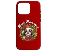 Funny Christmas Merry Shihtzmas Santa Wreath Shih Tzu Lover Carcasa para iPhone 16 Pro