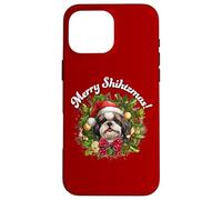 Funny Christmas Merry Shihtzmas Santa Wreath Shih Tzu Lover Carcasa para iPhone 16 Pro MAX