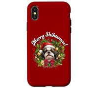 Funny Christmas Merry Shihtzmas Santa Wreath Shih Tzu Lover Carcasa para iPhone X/XS