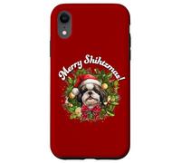 Funny Christmas Merry Shihtzmas Santa Wreath Shih Tzu Lover Carcasa para iPhone XR