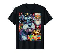 Funny Christmas Miniature Schnauzer Selfie with Santa Xmas Camiseta