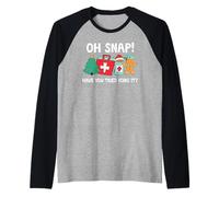 Funny Christmas Nurse Have You Tried Icing It Gingerbread Camiseta Manga Raglan