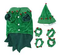 Funny Christmas Pet Costume for Dogs and Cats, Soft Velvet Elf Outfit with Hat and Accessories, Festive Holiday Cosplay Clothes for Small Medium Pets in Autumn Winter Spring (Metro)