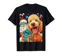 Funny Christmas Poodle Selfie with Santa Xmas Camiseta