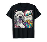 Funny Christmas Poodle Selfie with Santa Xmas Camiseta