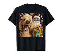 Funny Christmas Poodle Selfie with Santa Xmas Camiseta