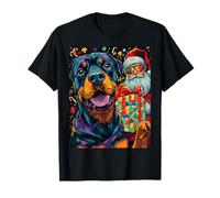 Funny Christmas Rottweiler Selfie with Santa Xmas Camiseta