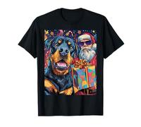 Funny Christmas Rottweiler Selfie with Santa Xmas Camiseta