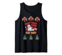 Funny Christmas Santa Turquía Espera Tu Turno Chico Gordo Camiseta sin Mangas
