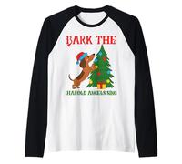 Funny Christmas Sarcástico Perro ladran los ángeles Harold cantan Camiseta Manga Raglan