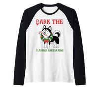 Funny Christmas Sarcástico Perro ladran los ángeles Harold cantan Camiseta Manga Raglan