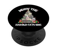 Funny Christmas Sarcástico Travieso maullido los Gatos Harold cantan PopSockets PopGrip Adhesivo