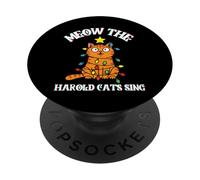 Funny Christmas Sarcástico Travieso maullido los Gatos Harold cantan PopSockets PopGrip Adhesivo